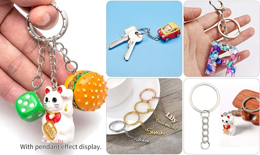 DIY Crafts Split Key Ring with Chain Set, Metal Flat Keychain Rings 1 Inch  with Open Jump Rings and Screw Eye Pins Bulk, Colors Choice, for Resin  Jewelry Making (1 Pc, Antique